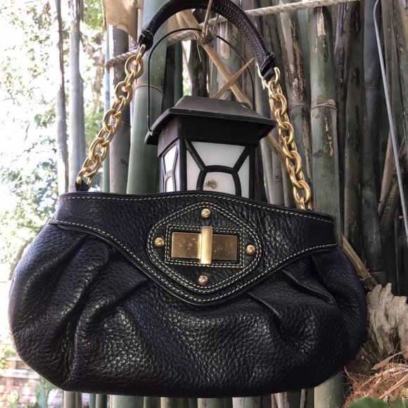 Shoulder Leather Bag With Heavy Metal Strap By Maxx New York. - Picture 3 of 6